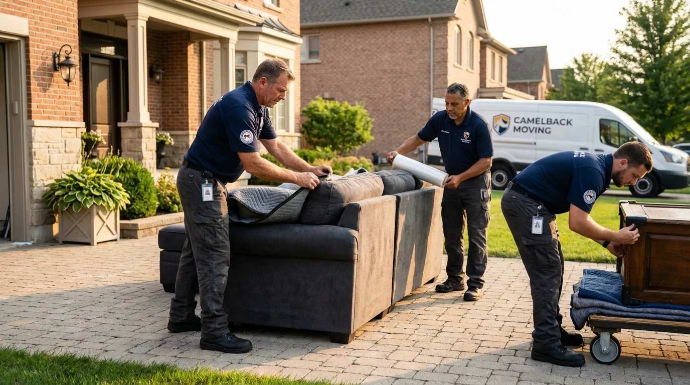 Large estate moving crew wrapping furniture in Anchorage, AK